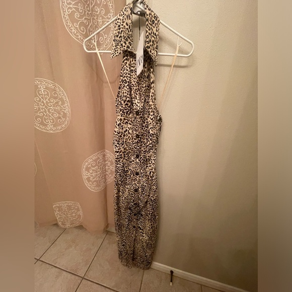 ZARA Linen Blend Animal Print Leopard Halterneck - Picture 4 of 4